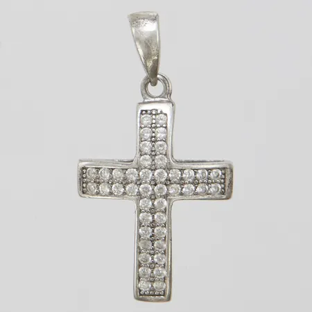 Silverhänge, kors, vita stenar, 30,3x16,2mm, 925/1000 Vikt: 2,5 g