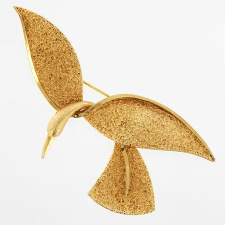 Brosch, flygande svan, troligtvis Sphinx, ca 4,5x8,5cm, 1960-tal, märkt 1475, guldfärgad metall,  Vikt: 1 g