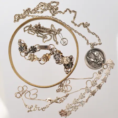 Kedjor, armlänkar, hängen, stelt armband, silver, silver, 925/1000, 42,8g Vikt: 45,2 g