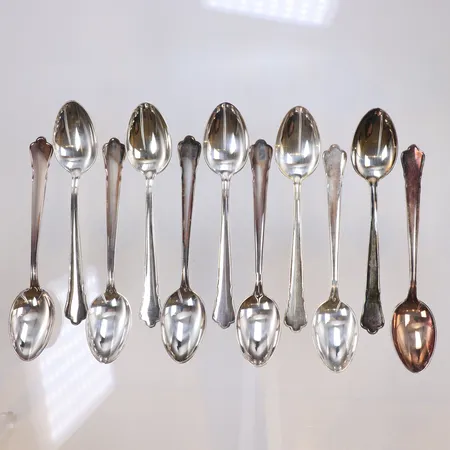 Elva kaffeskedar, Chippendale, 12cm, Silver 830/1000 Vikt: 154,8 g