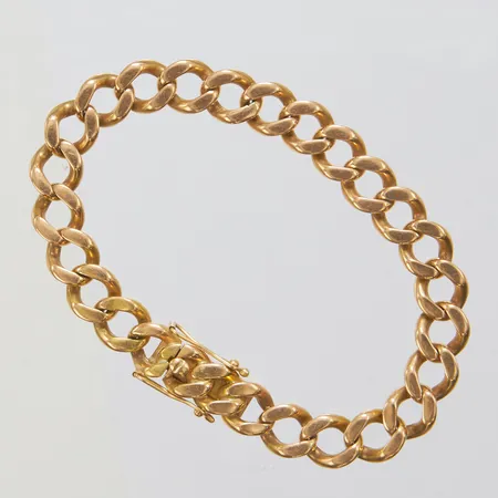 Armband, pansarlänk, längd: 17,2cm, bredd: 8mm, slitage på länkar intill lås, svenska stämplar, 18K Vikt: 27,4 g