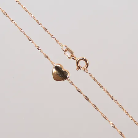 Halskedja, singapore med hjärta, längd 42cm, bredd 1-7mm, 18K, 1,4g Vikt: 1,4 g