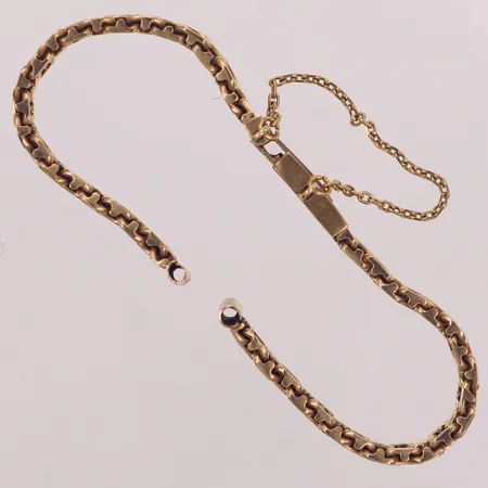 Armband till klocka, x-länk, längd 15,5cm, bredd 6,2-6,6mm, säkerhetskedja, 18K  Vikt: 17,2 g