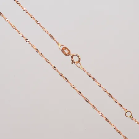 Halskedja, singapore, längd 42 + 3cm, bredd 2mm, 18K, 1,3g Vikt: 1,3 g