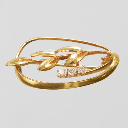 Brosch, vita stenar, 31,5x17,6mm, 18K Vikt: 4,4 g