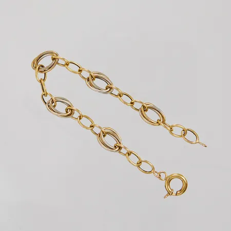 Armband, 19,5cm, Ankarlänk, bredd:10mm, ihålig, vitguld/rödguld, 18K.   Vikt: 5,2 g