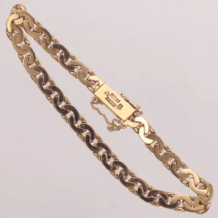 Armband, längd ca 17cm, bredd 5,3mm, säkerhetskedja, 18K  Vikt: 15,4 g