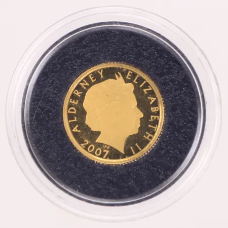 Mynt, One Pound, Elizabeth II Alderney 2007, Ø13,9mm, The Legacy of A Unique Woman Diana, plastetui, 24K Vikt: 1,2 g