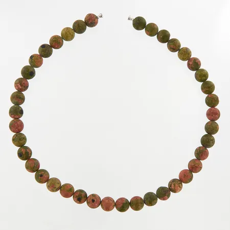 Collier med stenkulor Unakit Ø10mm, 41cm, dobbar, passar till Ole lynggaard-lås, lås ingår ej,  Vikt: 66,2 g
