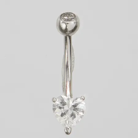 Navelpiercing, vit sten, 22,1x5,9mm, vitguld, 14K Vikt: 1,2 g