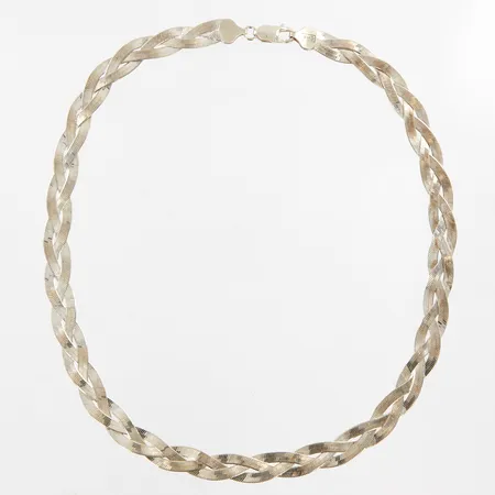 Collier flätat, 43cm, bredd: ca 8mm, GHA, silver 925/1000 Vikt: 18,3 g