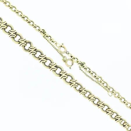 Collier 45,5cm, doserat 3,7-6,7mm, säkerhetskedja, lås är ej guld, 14K.  Vikt: 13,1 g