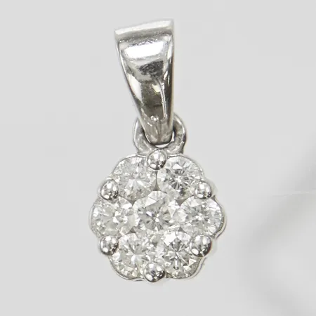 Hänge, diamanter 7 x ca.0,03ct, 13,1x6,2mm, vitguld, 9K Vikt: 0,8 g