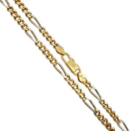Halskedja Figaro, 18K guld, tvåfärgad modell, utrikiska stämplar, längd 67,0 cm, bredd 4 mm, tjocklek 2,3 mm Vikt: 39 g