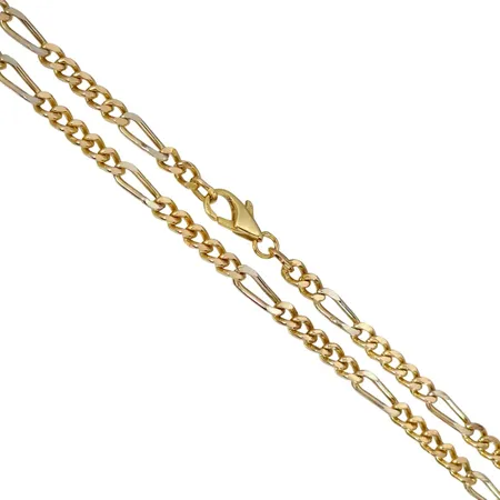 Halskedja Figaro, 18K guld, tvåfärgad modell, utrikiska stämplar, längd 43,0 cm, bredd 4 mm, tjocklek 2,3 mm, fint skick Vikt: 26,1 g