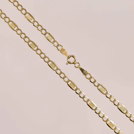 Kedja, 60cm, bredd:4mm, 14K 4,5g.