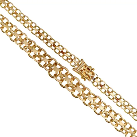 Halskedja X-länk, 18K guld, doserad modell, Guldsmed Tore Clareus (TC), Stockholm, svensk kontrollstämpel, längd knäppt 45,0 cm, bredd 5,5 - 9 mm, fint skick Vikt: 21,2 g