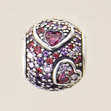 Berlock med vita och rosa stenar, Pandora, 9,6x9,6mm, silver 925/1000 Vikt: 2,7 g
