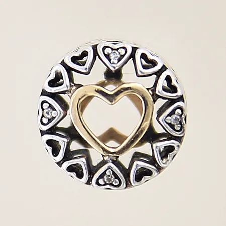 Berlock med vita stenar, Pandora, 11x11mm, silver 925/1000 Vikt: 1,6 g