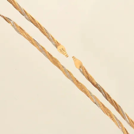 Collier tvåfärgat, längd 40cm, defekt saknar lås, 14K  Vikt: 4,8 g