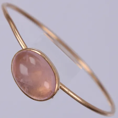 Armring med rosenkvarts, Ø ca 5,5-6cm, öppningsbar, HS Guld O Silversmedja G Steioff Eft, år 1959, 18K  Vikt: 13 g