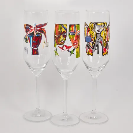 Champagneglas, Carolina Gynning, 3st, höjd 24cm Skickas med paket.