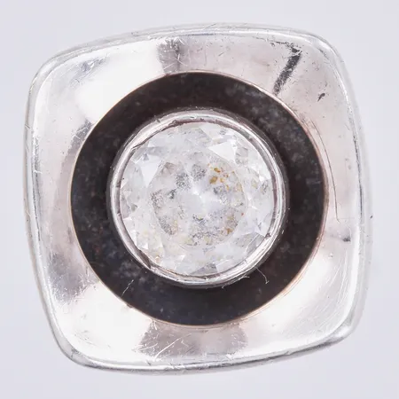 Ring med vit sten, stl: 18½, bredd: 3-20mm, Alton, år 1968, 830/1000, silver Vikt: 8,4 g