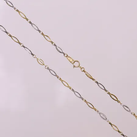 Collier tvåfärgad, ca 42cm, bredd 2,5mm. 18K  Vikt: 3,1 g