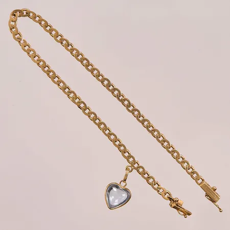 Armband, 19cm, bredd:3mm, 1 berlock, blå sten, 18K 6,8g.