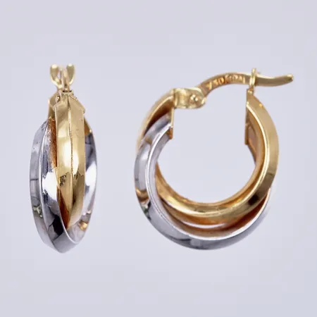 Ett par örhängen. gulguld/ vitguld, Øca 20mm, bredd: ca 5mm, 18K Vikt: 2,6 g