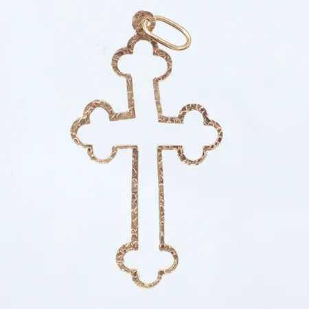 Hänge kors, längd 4cm, bredd 2cm, 14K  Vikt: 0,6 g