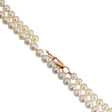 Pärlcollier, lås i 14K guld, odlade pärlor Ø 6 mm, blåvitrosa ton, god lyster, längd 50 cm