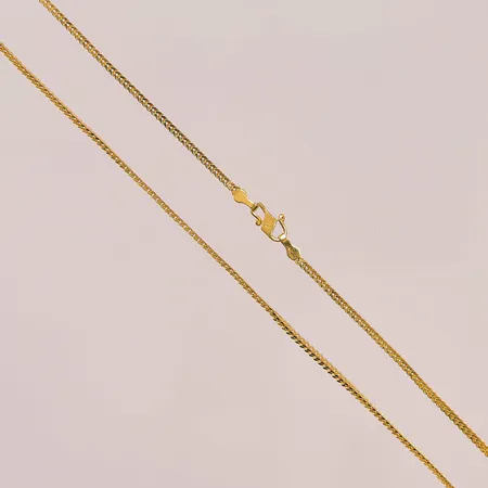 Kedja, 40cm, bredd:1mm, något skeva länkar, 22K 4,4g.