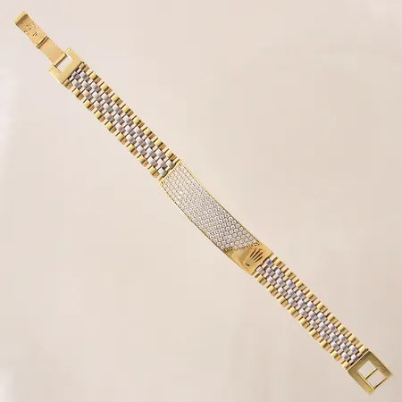 Armband med vita stenar, längd: 16,5cm, bredd: 10,8-11,6mm, tvåfärgad, OBS! Ej märkesdesign!, 18K Vikt: 20,5 g