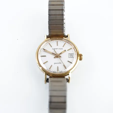 Damur Certina , quartz, ca22mm, 18k, gravyr bakboett, batteribyte krävs