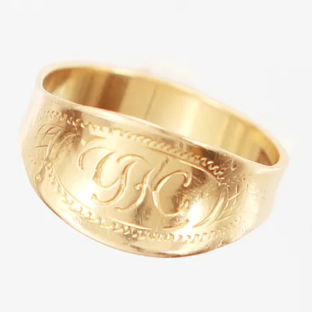 Lillfinger ring stl15¼, liten buckla, 18K  Vikt: 2,1 g