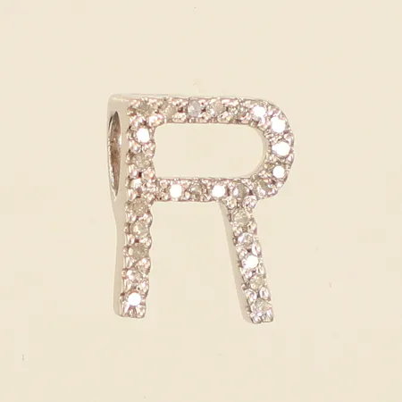 Hänge R, diamanter ca 27x ca0,001ct, längd 10,7mm, bredd 8mm, vitguld, 18K  Vikt: 0,8 g