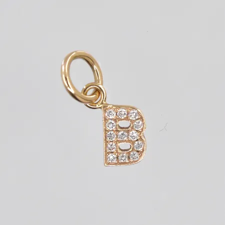 Hänge med vita stenar, bokstav B, stl 12x5mm, 18K Vikt: 0,4 g
