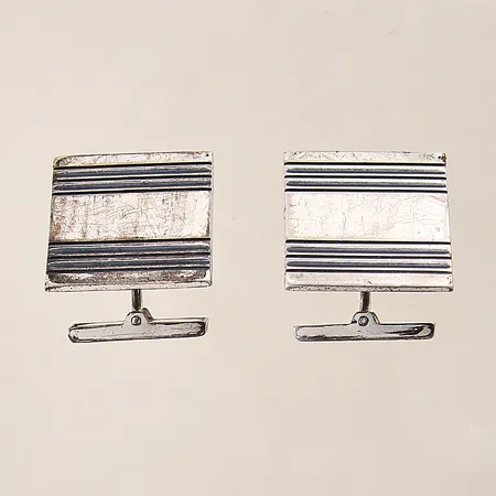 Ett par manschettknappar, 22x22mm, repig, silver 925/1000 Vikt: 16,8 g