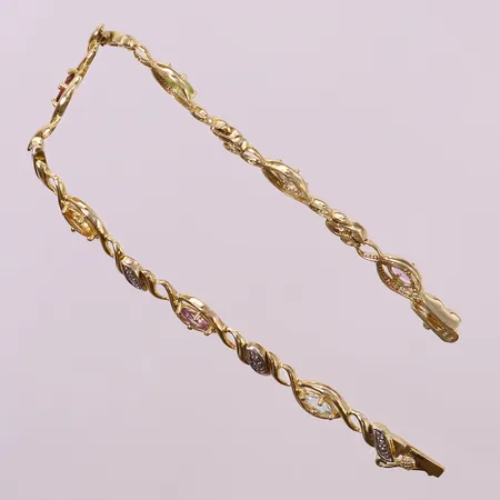 Armband med färgstenar, ca 19cm, bredd 4,5-7,5mm, delvis förgylld. 925/1000 silver  Vikt: 8,3 g