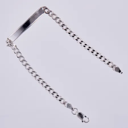 Armband Pansar med platta, längd ca 19,5cm, bredd ca 4mm, silver 925/1000 Vikt: 8,1 g