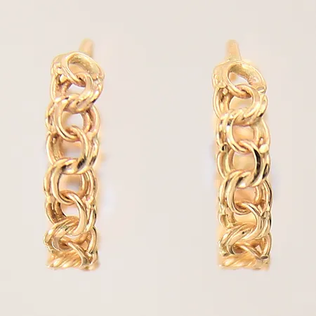Ett par örhängen Bismarck, Ø12,8mm, bredd: 3,2mm, något ojämna, 18K  Vikt: 1,3 g