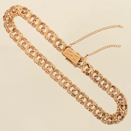 Armband Bismarck, längd 19cm, bredd 6,4mm, trasig säkerhetskedja, 18K  Vikt: 15,3 g
