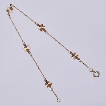 Armband pansar med blommor, längd: ca 19cm, bredd: ca 1-6mm, 14K Vikt: 1,5 g