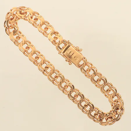 Armband Bismarck, längd 20cm, bredd 8,8mm, Vibergs Guldvaror Sture Viberg, år 1966, 18K  Vikt: 25,8 g