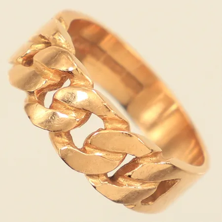 Ring pansar, stl 18, bredd 7mm, 18K  Vikt: 6,4 g