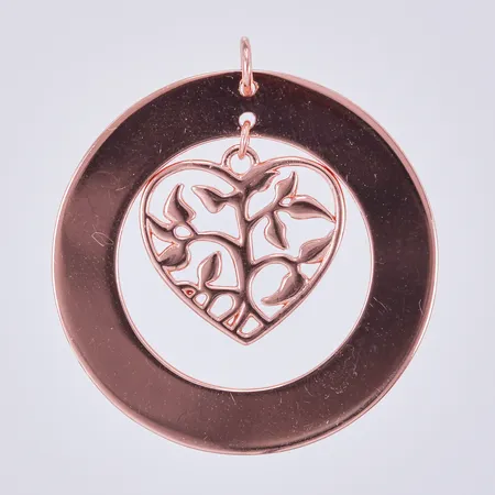 Hänge Hjärta, Ø2,8cm, bredd ca 1mm, rörlig mittdel, roséförgyllt silver 925/1000 Vikt: 4,7 g