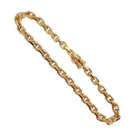 Armband Ankarlänk, 18K guld, massiv modell, Bäckman Guld (BMA), Stockholm, svensk kontrollstämpel, längd knäppt 18,5 cm, bredd 4,3 mm, fint skick Vikt: 18,6 g