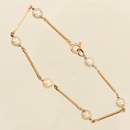 Armband, pärlor, längd ca 18,5cm, bredd 1-6mm, slitna pärlor, 18K  Vikt: 2,8 g