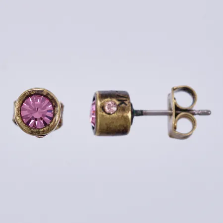Ett par örhängen med rosa stenar, Ø ca 6mm, Dyrberg & Kern, gulmetall 